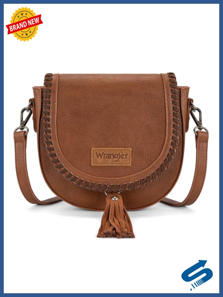 Crossbody Flap Saddle Bag Boho Embossed Braid Faux Leather Tassel